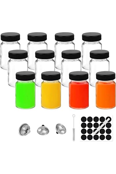 Paporich 12pack 2oz Glass Jars with Lids, Glass Shot Bottles Set, Sample Smal...