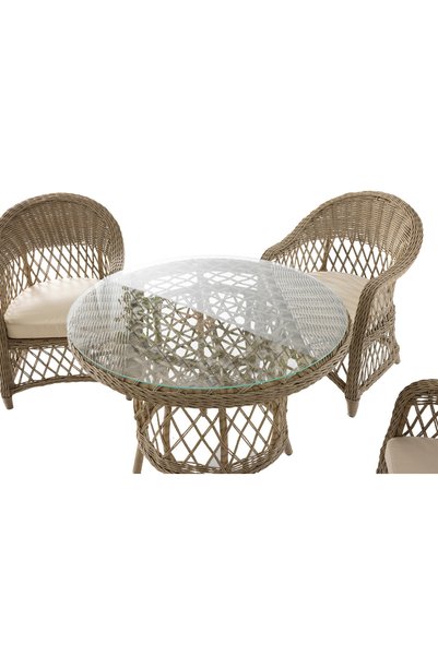 Tu Tienda PATARA 4 SANDALYE+YUVARLAK MASA(100X100) BAHÇE BALKON MUTFAK MASA TAKIMI