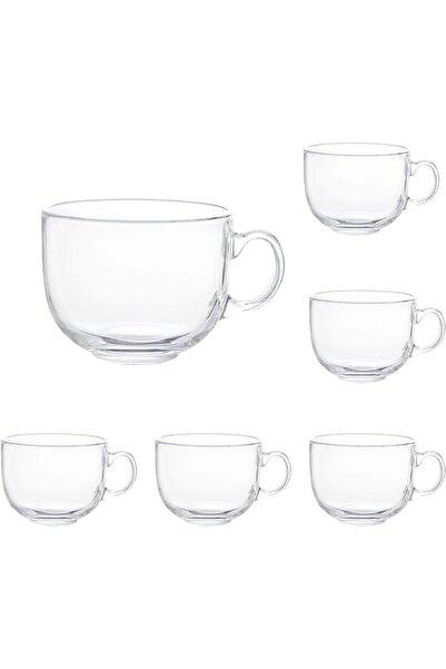 GENERAL Maredash 16oz Glass Jumbo Mugs With Handle For Coffee, Tea, Soup,Clea...
