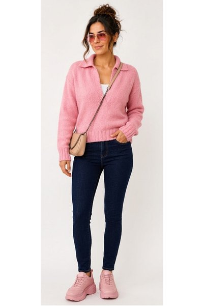 AÇELYA TEKSTİL The Sweetest Thing of the New Season Polo Collar Women's Knitwear "The Energetic Color of the Season + Soft Texture + Everyday Elegance"