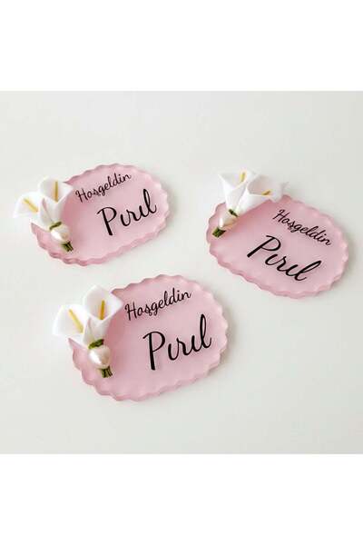 Mekece Baby Candy Gift Bebe-336P Gala Floral Pink Serrated Backed Ellipse Ple...