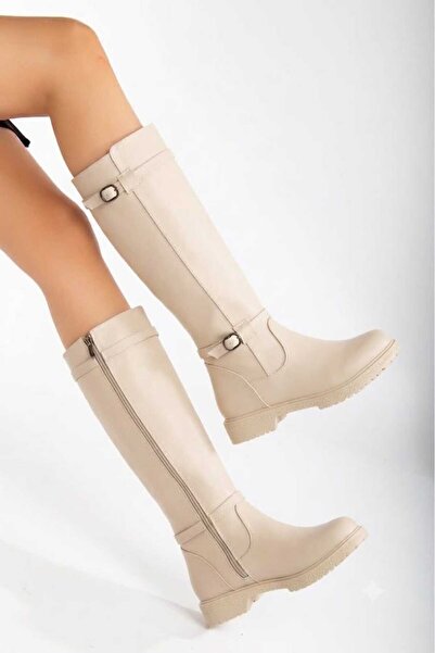 AYDOĞDU by ünal Bej 1244 Women's Boots with Buckle