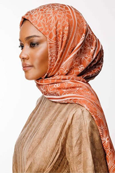 Mooncorn Lavin Pattern Double-Sided Shawl Cinnamon-Beige