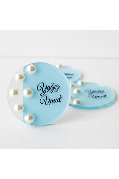 Mekece Baby Candy Gift Bebe-338M Round Blue Painted Transparent Plexi Magnet ...