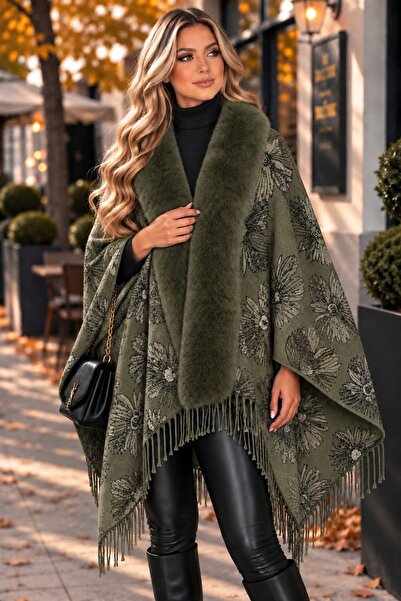 Sienna Fashion Πόντσο κάπα με γούνα