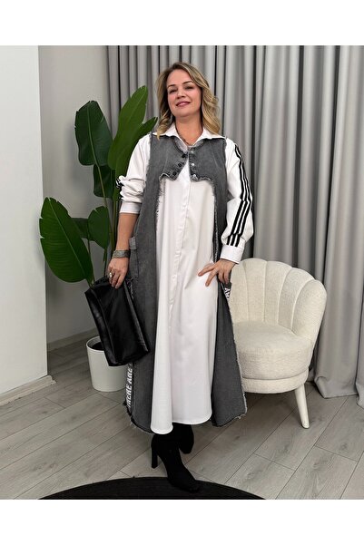 FUNDA Arles Tasarım Gömlek Elbise Beyaz