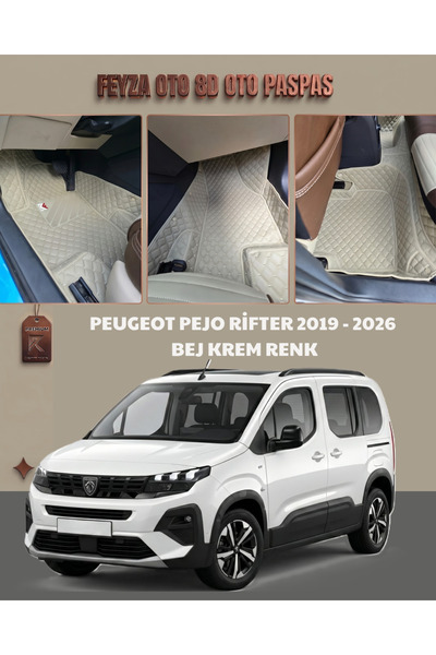 FEYZA OTO PEUGEOT PEJO RİFTER SERİSİ 2019 - 2026 ARASI 8D PREMİUM KAYMAZ TABA...