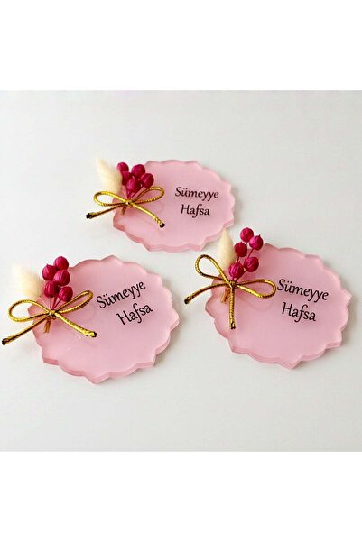 Mekece Baby Candy Gift Bebe-337P Flower Cut Pink Plexi Magnet - 30 Pieces