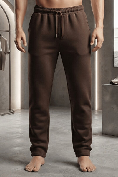 KOZZ STYLE Ανδρικό καφέ παντελόνι φόρμας με 3 κλωστές, 100% βαμβακερό, χοντρό...
