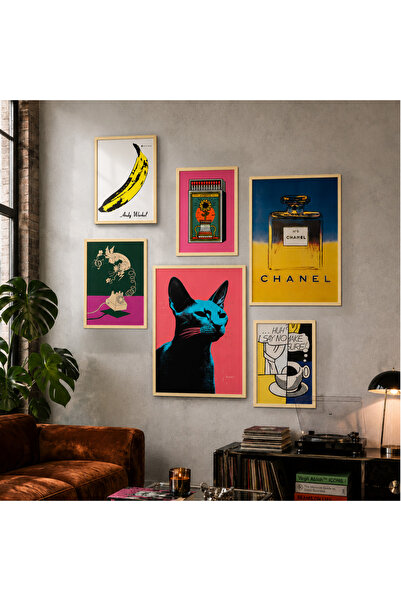 For Space On Ahşap Çerçeveli 6'li Tablo Seti Pop Art Duvar Tablosu Dekoratif ...