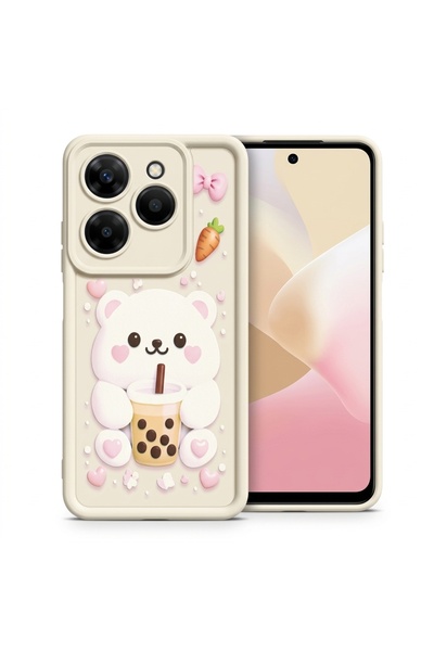 Nezih Case Tecno Spark 20 Pro ile Uyumlu Kamera Korumalı Sevimli Desenli Sili...