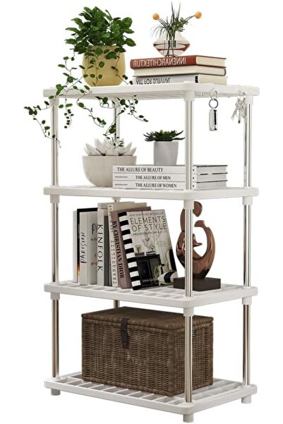 ANYUAN 4-Tier Multipurpose Storage Rack, Square Floor Standing Shelf Organize...