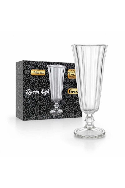 JML Pahar cu Picior 16cm, din Sticlă 6/set, Model Striat, Transparent