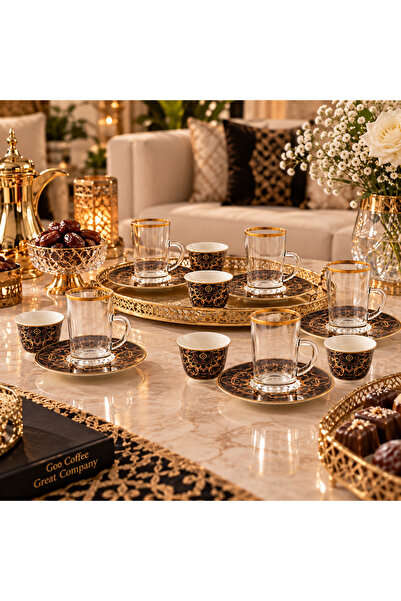 Dania 18Pcs Luxury Dinnerware Set ☕ ✨ |   6 Glass Tea Cups + 6 Saucers + 6 Co...