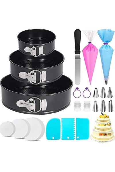 THE WHITE SHOP 103PCs Cake Pan Set, Cake Decorating Kit with 3 Nonstick Round...