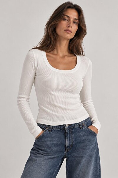 ALEXANDERGARDI Ribbed Slim Fit Long Sleeve Blouse