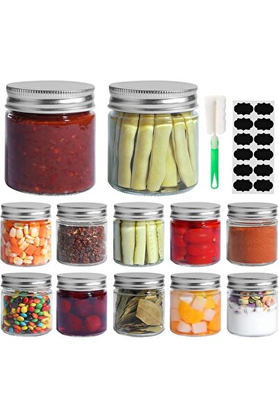 Skin Generics 8oz/250ml Wide Mouth Mason Jars [12 Pack], Glass Canning Jars W...