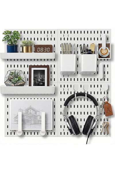 GENERAL Modular Pegboard Wall Organizer Kit (56x56cm) - 4 Panels with 17 DIY ...