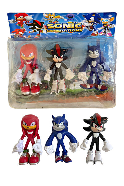 UDATOYS Sonic Shadow Ekidne Knuckles Werehog Sonik Kirpi Karakterler 3lü 11 cm