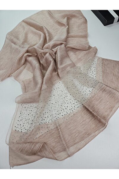 tomrisboutique Stone Detailed Tulle Silk Blend Shawl 70 X 190 cm Sparkling Ev...