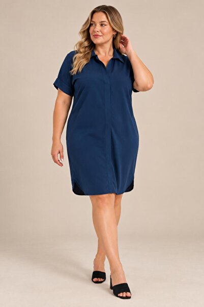 ALEXANDERGARDI Plus Size Polo Neck Midi Dress