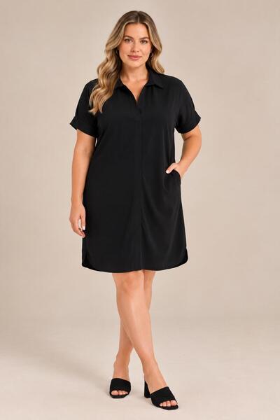 ALEXANDERGARDI Plus Size Polo Neck Midi Dress