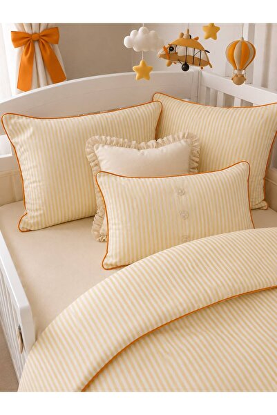 H&C COOLBOY H&C Baby Bedding Set Linen Textured 4-Piece Ribbed Striped Crib 1...