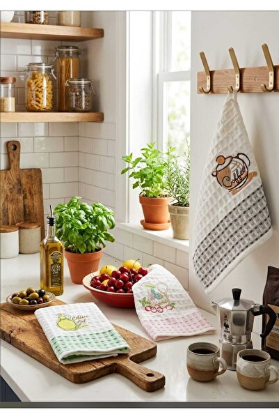 zeyrek tekstil 3 nakışlı mutfak kurulama havlusu (40x60 Cm)