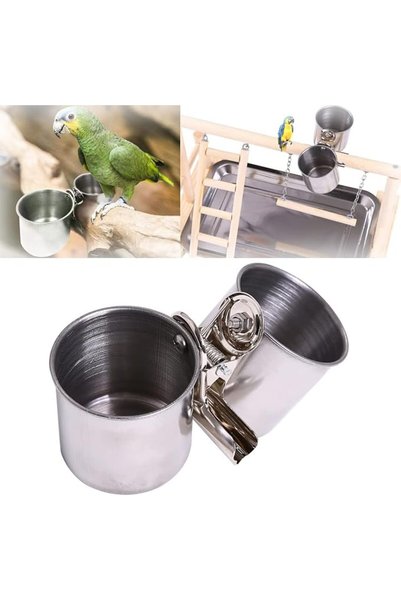 Delfino Silver وعاء ماء للطيور من ديلفينو، أكواب للقفص، وعاء طعام للببغاء، أو...