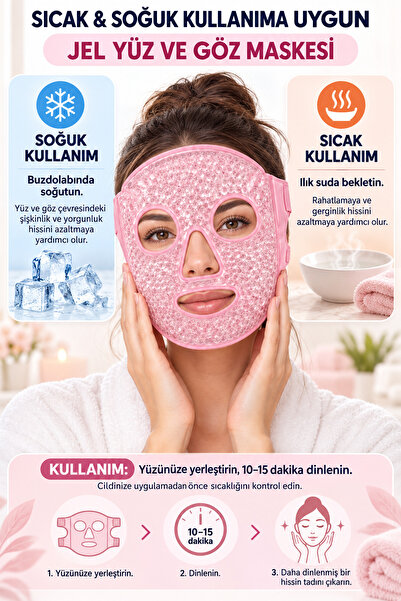 Pembe Boncuk Dokulu Yumuşak Kumaşlı Canlandırıcı Sıcak Ve Soğuk Kullanıma Uygun Jel Yüz Maskesi
