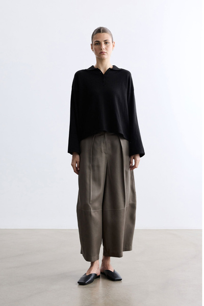 BE BLUE Dark Stone Stitched Detail Barrel Pants