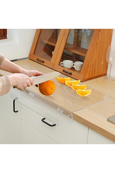 TERRIFI Acrylic Cutting Board with Built-in Waste Container and Non-Slip Coun...