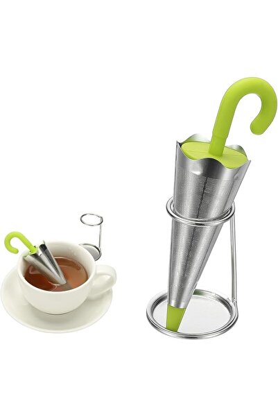 TERRIFI Grass‑Green Umbrella Tea Infuser Reusable, 304 Stainless Steel Fine M...