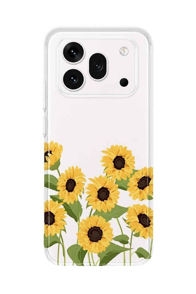 FLAMENKO Honor 600 Pro Compatible Sunflower Patterned Transparent Phone Case