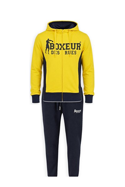 Boxeur Des Rues Set Trening Bărbați Boxeur des Rues: Hanorac Galben/Bleumarin + Pantaloni de Trening Bleumarin/Alb