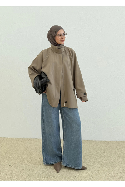 MODA AKSA 7727 DİK YAKA TRENC HAKİ