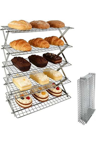 NIUBI 5 Tier Collapsible Cooling Rack, Sourdough Cooling Rack, Cooling Racks ...