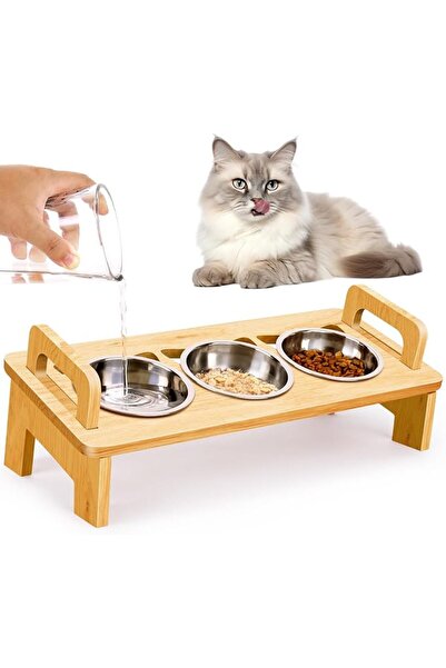 TERRIFI Yifaytad Cat Food Bowl Set with 3 Elevated Bowls and Stand, 15 Degree...