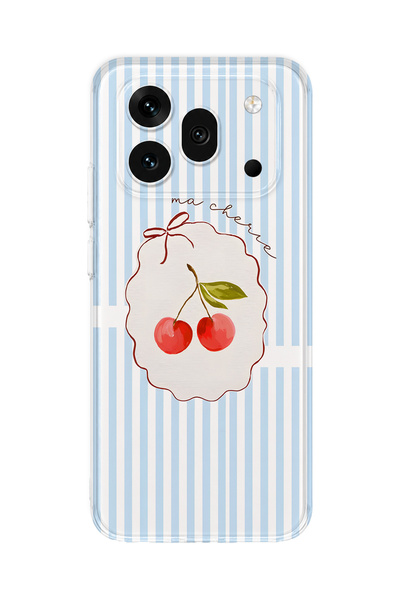 FLAMENKO Honor 600 Pro Compatible Ma Cherie Cherry Pattern Transparent Phone Case