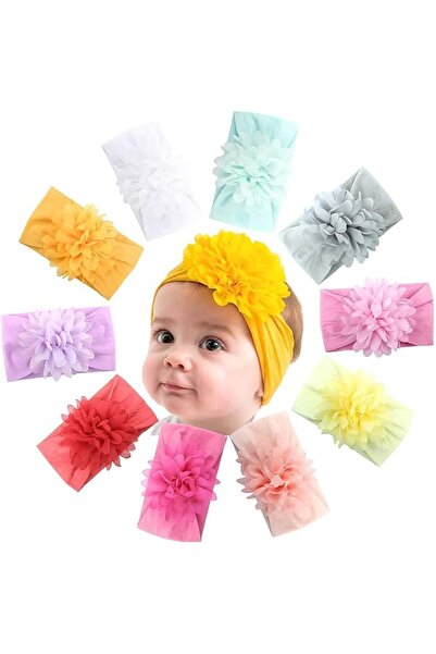 GENERAL Cotton and Elastic Hair Bands for Baby Girls - 10