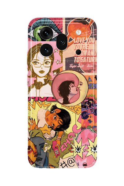 FLAMENKO Honor 600 Pro Compatible Pop Art Drawing Collage Pattern Transparent...