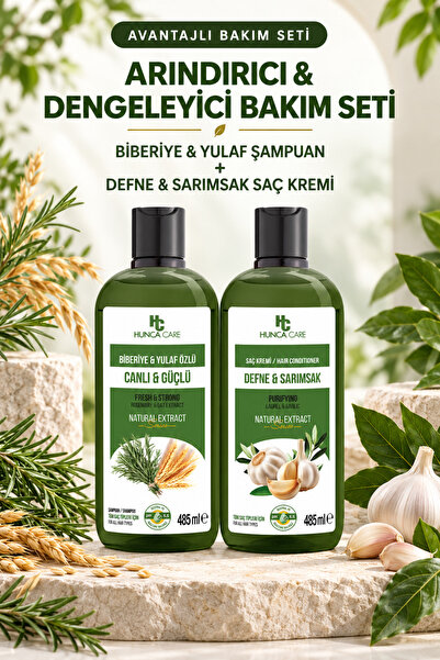 Hunca Care Arındırıcı ve Dengeleyici Bakım Seti - Biberiye ve Yulaf Özlü Şamp...