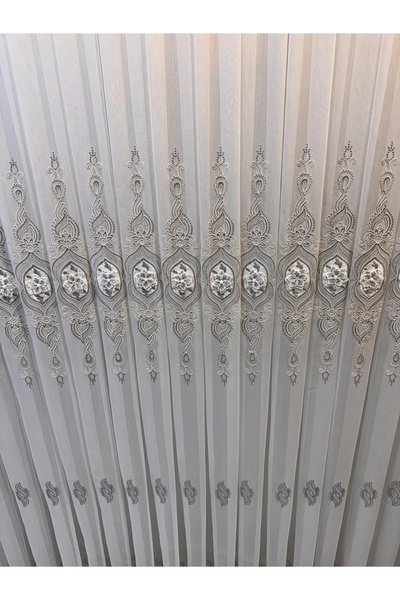 NİVEMESHOME Cansel Silver 1/2,5 Pleated Tulle Curtain
