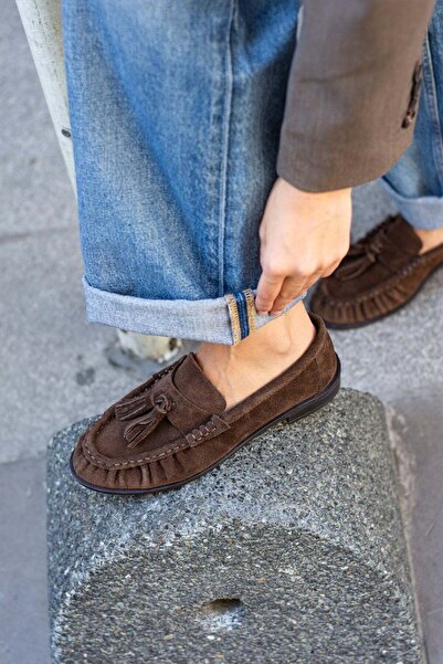 DESPİNA Maren women's genuine suede loafer with tassel detail - comfortable s...