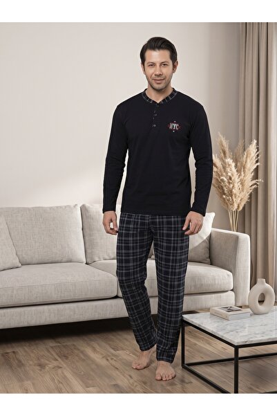 BSM Men's 100% Cotton Long Sleeve Pajama Set