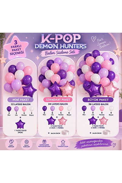 Genel Markalar Balon Doğum Günü Parti Süsleme, Mor , Lila, Pembe K-Pop Demon ...