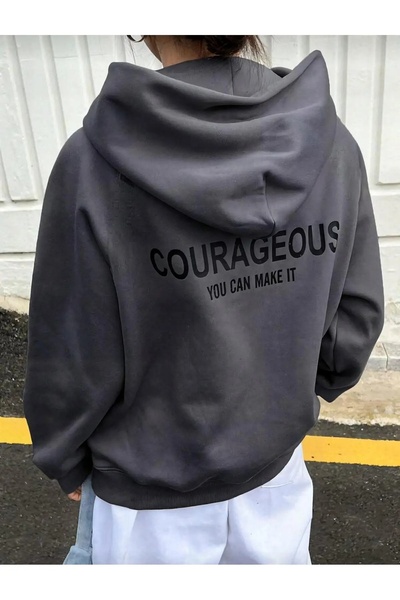 MITHRAS OUTDOORS سويت شيرت بقلنسوة مطبوع عليه شعار Courageous للجنسين، تي شير...