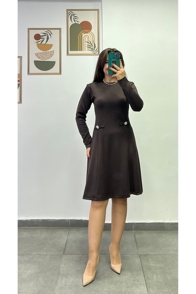 bydenizcollection Φόρεμα με λεπτομέρεια κουμπιών στο μπροστινό μέρος και κούμ...