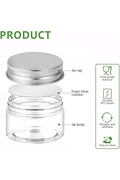 Yelajoy 6Pcs Plastic Empty Cosmetic Containers Jars with Silver Aluminum Lids, Transparent Wide-Mout
