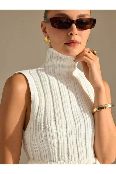 EFENDİX Stand-Up Collar Openwork Knitwear Set
